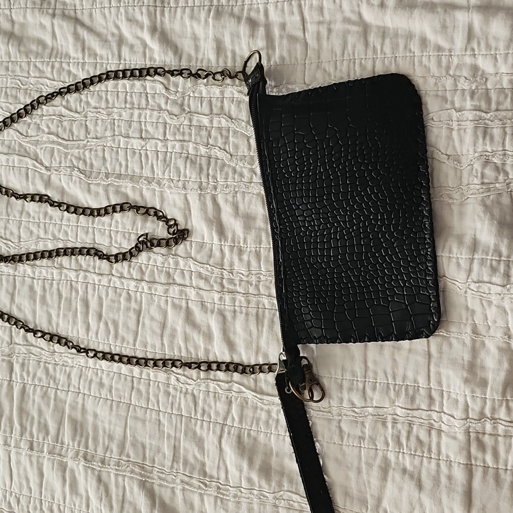 Handmade Festival Bag Convertible Crossbody Fanny Waist Pack Black Alligator